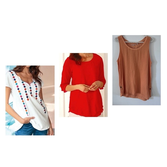 Soft Surroundings Boho Cotton Blouse Tops Bundle of 3 |Size Small| - Picture 1 of 16